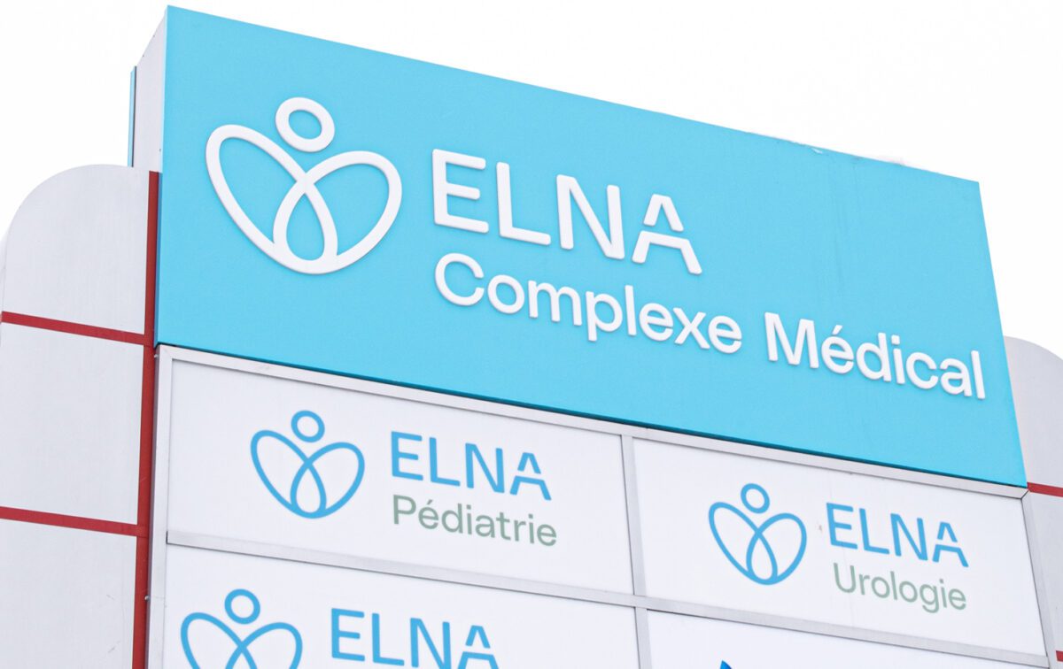 New ELNA logo at outdoor signage for Decarie Square